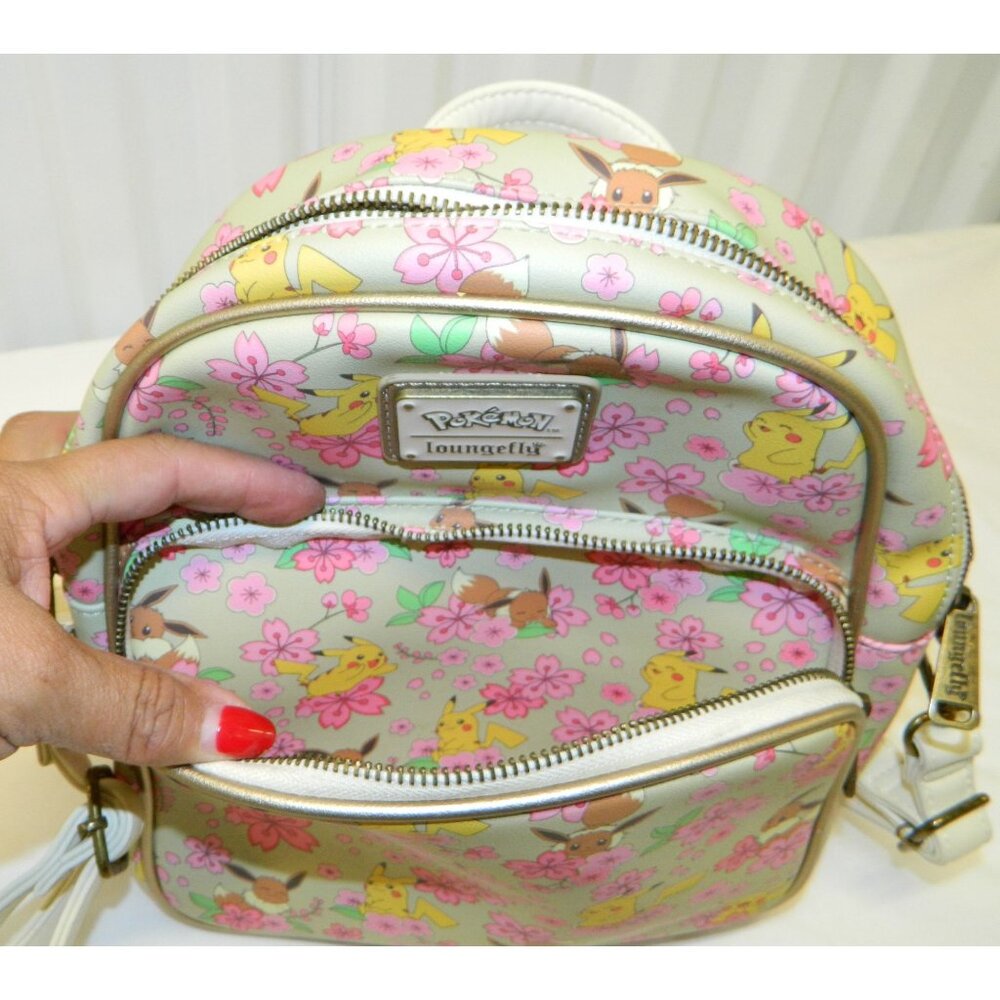 Pokémon Pikachu Evee Sakura Loungefly Cherry Blossom Backpack Crossbody Bag - Picture 4 of 16